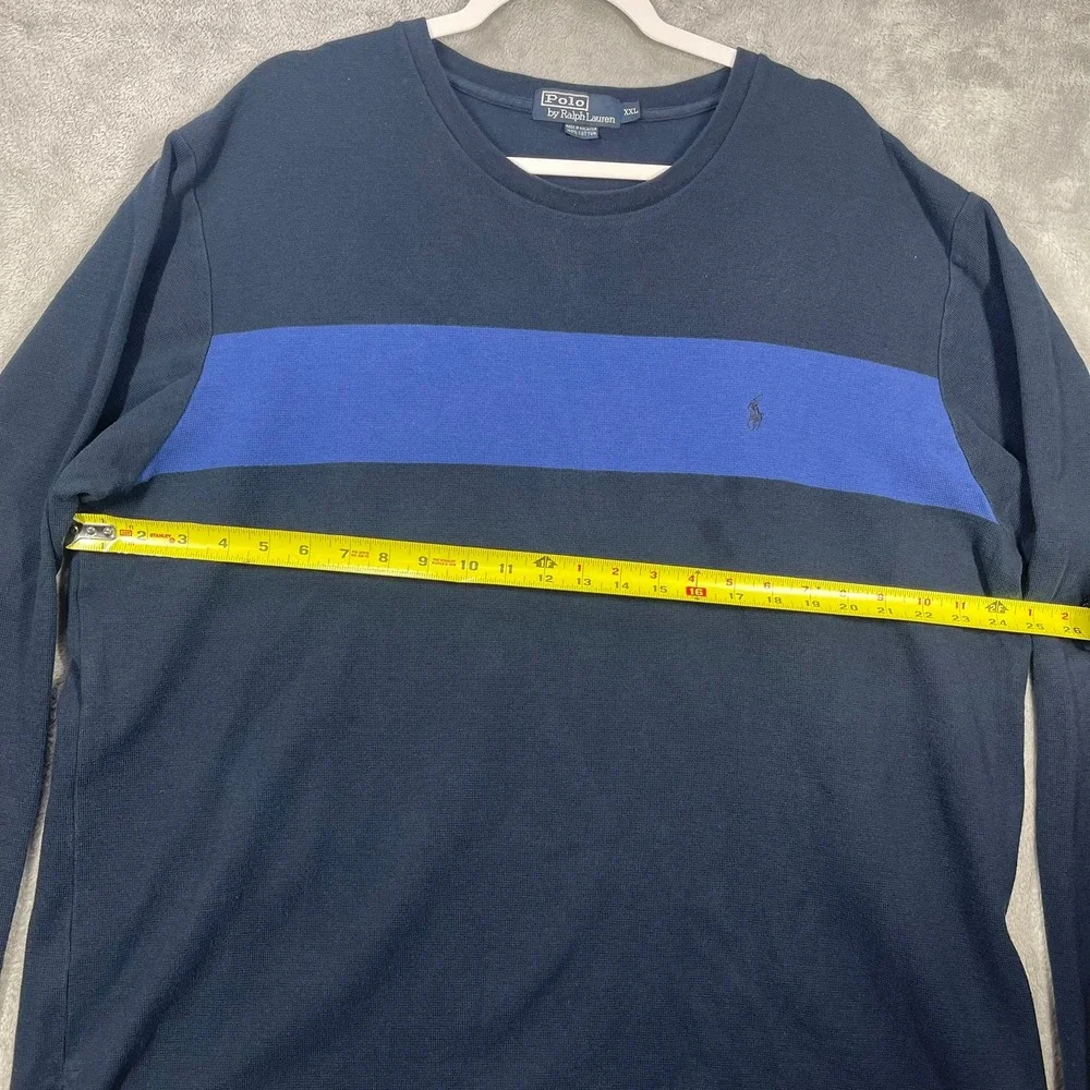 Polo Ralph Lauren pullover Mens XXL Navy Blue Stripe Long Sleeve Pony Vintage